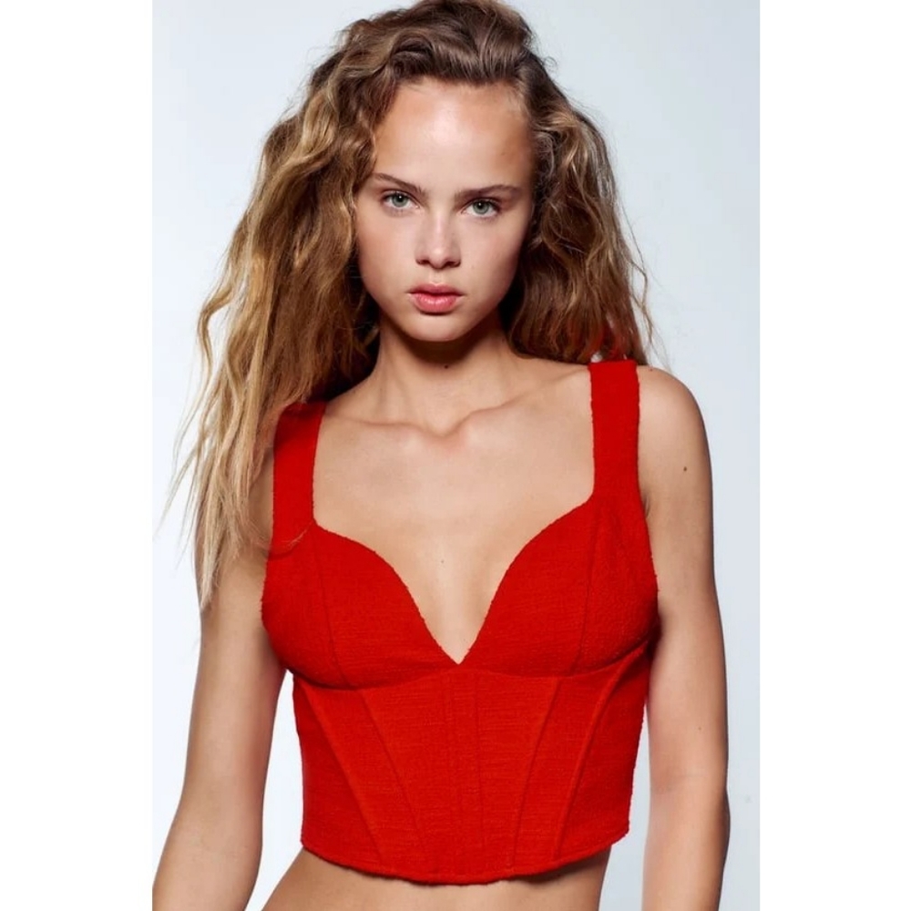 🆕️• Zara Red Orange Corset Top •